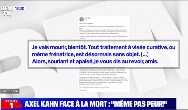 Témoignage poignant d&rsquo;Axel Kahn – 21 Mai 2021 BFM TV